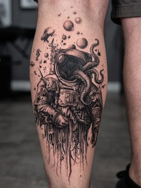 Astronaute pieuvre sous-marin • Black & Grey • Mollet